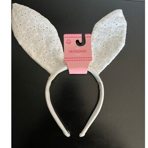Made For Retail Bunny Ear Headband Kids OS White Brand New Eyelet Lace Easter